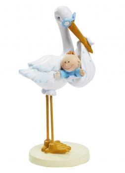 Dekofigur / Tortenfigur - Storch mit Babyboy - ca. 11cm