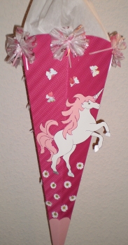 Handgefertige Schultüte / Zuckertüte - Einhorn Rosella - 70cm - 6-eckig