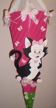 Handgefertige Schultüte / Zuckertüte - "Kätzchen Lilly" - 70cm - 6-eckig