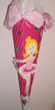 Handgefertige Schultüte / Zuckertüte - "Ballerina Lola" - 70cm - 6-eckig