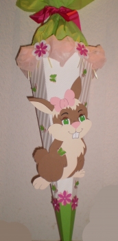 Handgefertigte Schultüte / Zuckertüte - "  Häschen Lotta" - 70cm - 6-eckig