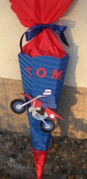 Handgefertige Schultüte / Zuckertüte - " Motocross " - 70cm - 6-eckig