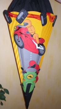 Handgefertige Schultüte / Zuckertüte - " Motorrad " - 70cm - 6-eckig