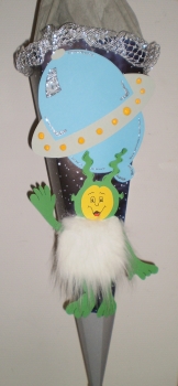 Handgefertigte Schultüte / Zuckertüte - " Alien " - 70cm - 6-eckig