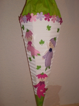 Handgefertigte Schultüte / Zuckertüte - " 3 Kleine Elfchen " - 70cm - 6-eckig