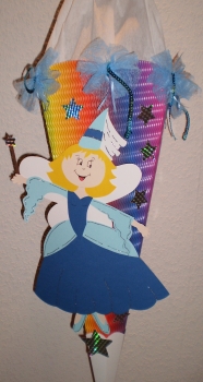 Handgefertigte Schultüte / Zuckertüte - " Fee " - 70cm - 6-eckig