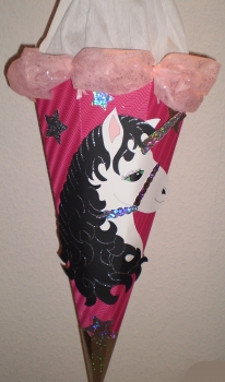 Handgefertigte Schultüte / Zuckertüte - " Einhorn Star " - 70cm - 6-eckig