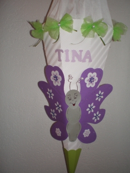 Handgefertigte Schultüte / Zuckertüte - " Butterfly II " - 70cm - 6-eckig