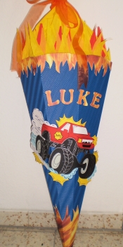Handgefertige Schultüte / Zuckertüte - " Monstertruck " - 70cm - 6-eckig