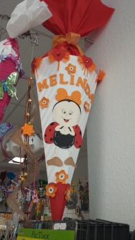 Handgefertige Schultüte / Zuckertüte - " Marienkäfer Pünktchen " - 70cm - 6-eckig
