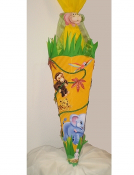 Handgefertigte Schultüte / Zuckertüte - " Dschungel " - 70cm - 6-eckig