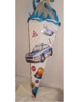 Handgefertige Schultüte / Zuckertüte - " Polizeiauto " - 70cm - 6-eckig