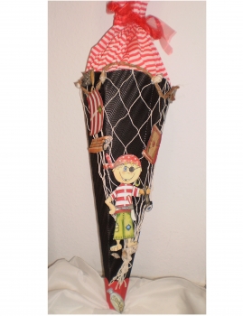 Handgefertigte Schultüte / Zuckertüte - " Black Pirat " - 70cm - 6-eckig