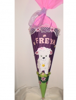 Handgefertige Schultüte / Zuckertüte - " Schäfchen" - 70cm - 6-eckig