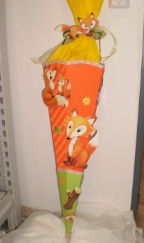 Handgefertige Schultüte / Zuckertüte - " Füchse " - 70cm - 6 eckig