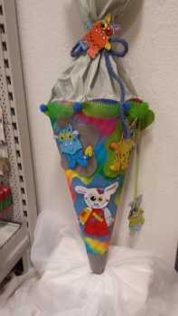 Handgefertigte Schultüte / Zuckertüte - "  Monster " - 70cm - 6-eckig