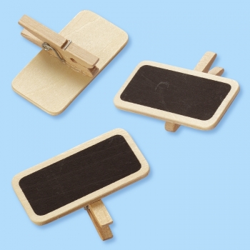 Mini Holztafel mit Klammer - 4x2x3cm - 6 Stück pro Beutel