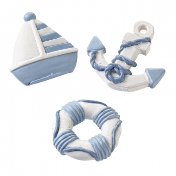 Streuteile Boot/ Anker / Rettungsring - ca. 4cm - 3-teilig