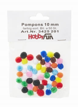 Pompons - bunt - 10mm - 50 Stück pro Beutel