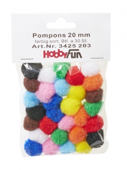 Pompons - bunt - 20mm - 30 Stück pro Beutel