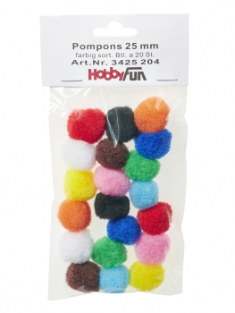 Pompons - bunt - 25mm - 20 Stück pro Beutel