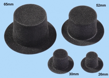 Zylinder beflockt - schwarz - 26mm - 6 Stück