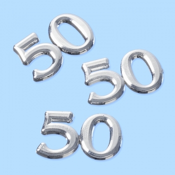 Streuteile "50" - silber - ca. 1,5cm - SB 4 Stück