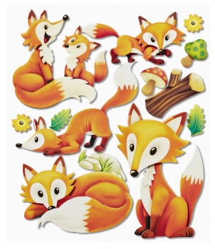XXL-Sticker 3D Füchse I