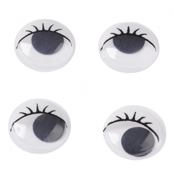 Wackelaugen mit Wimpern - ca. 12mm - Btl. mit 40 Stück