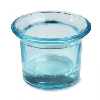 Teelichtglas - 6,5 x 4,5cm - klar - türkis