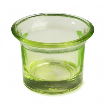 Teelichtglas - 6,5 x 4,5cm - klar - grün
