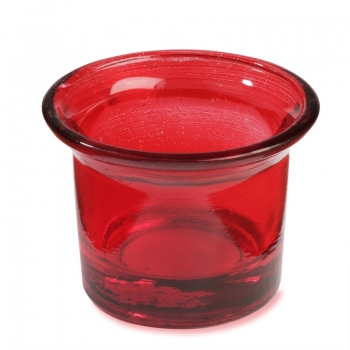 Teelichtglas - 6,5 x 4,5cm - klar - rot