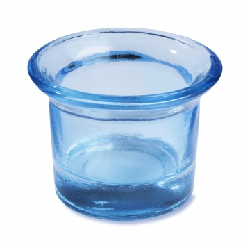 Teelichtglas - 6,5 x 4,5cm - klar - eisblau
