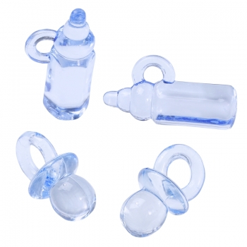Streuteile Schnuller und Fläschchen - blau  - ca. 2 - 2,5cm - 16 Stück pro Box