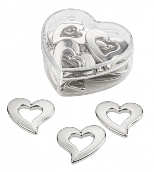 Streuherzen, silber, ca. 30mm, Box mit 12 Stück