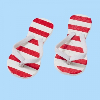 Deko - Flip-Flops, rot gestreift, ca. 4,5 cm - Beutel mit 2 Paar