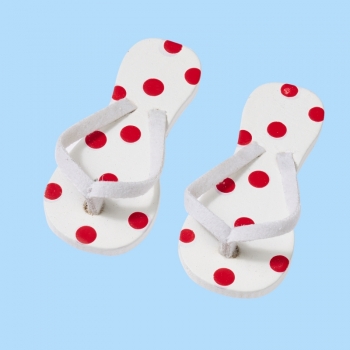 Deko - Flip-Flops, rot gepunktet, ca. 4,5 cm - Beutel mit 2 Paar