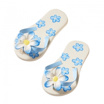 Deko - Flip-Flops, blau mit Blumen, ca. 4,5 cm - Beutel mit 1 Paar