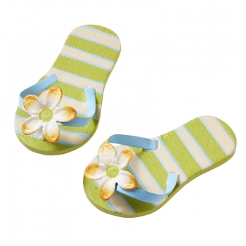 Deko - Flip-Flops, grün mit Streifen, ca. 4,5 cm - Beutel mit 1 Paar