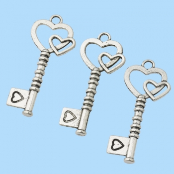 Schlüssel I - alt-silberfarben - ca. 4,5cm - Beutel mit 3 Stk.