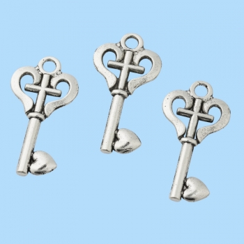 Schlüssel III - alt-silberfarben - ca. 4,5cm - Beutel mit 3 Stk.