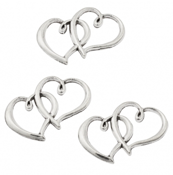 Metall-Streuherzen , silber, ca. 31x22mm, Box mit 10 Stk.