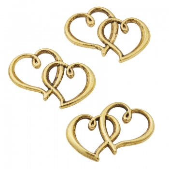 Metall-Streuherzen , gold, ca. 31x22mm, Box mit 10 Stk. - Kopie