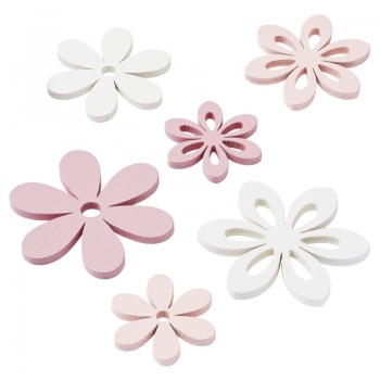 Blumen Holz / rose-rosenholz-weiss / 3-4,7cm / Box a 12 Stk.