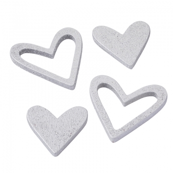 Herzen Holz - silber - ca. 2,5 - 4cm - 12 Stück pro Box