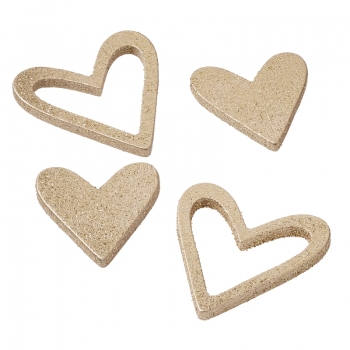 Herzen Holz - gold  - 2,5-4cm - 12 Stück pro Box