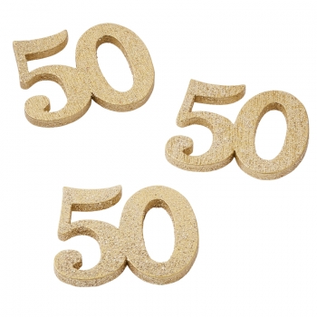 Streuteile "50" - gold - ca. 2,5cm - Box mit 12  Stück