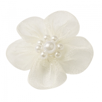 Tüllblüten - creme - ca. 3cm - Box mit 15 Stk.