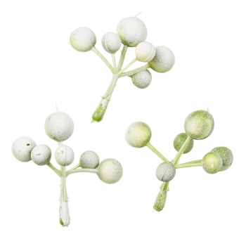 Mini-Beeren - ca. 4cm -  6 Stück - grau/grün