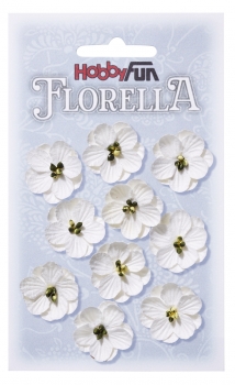 Florella-Blüten aus Maulbeer-Papier -  ca. 25mm - 10 Stück pro Beutel - weiß